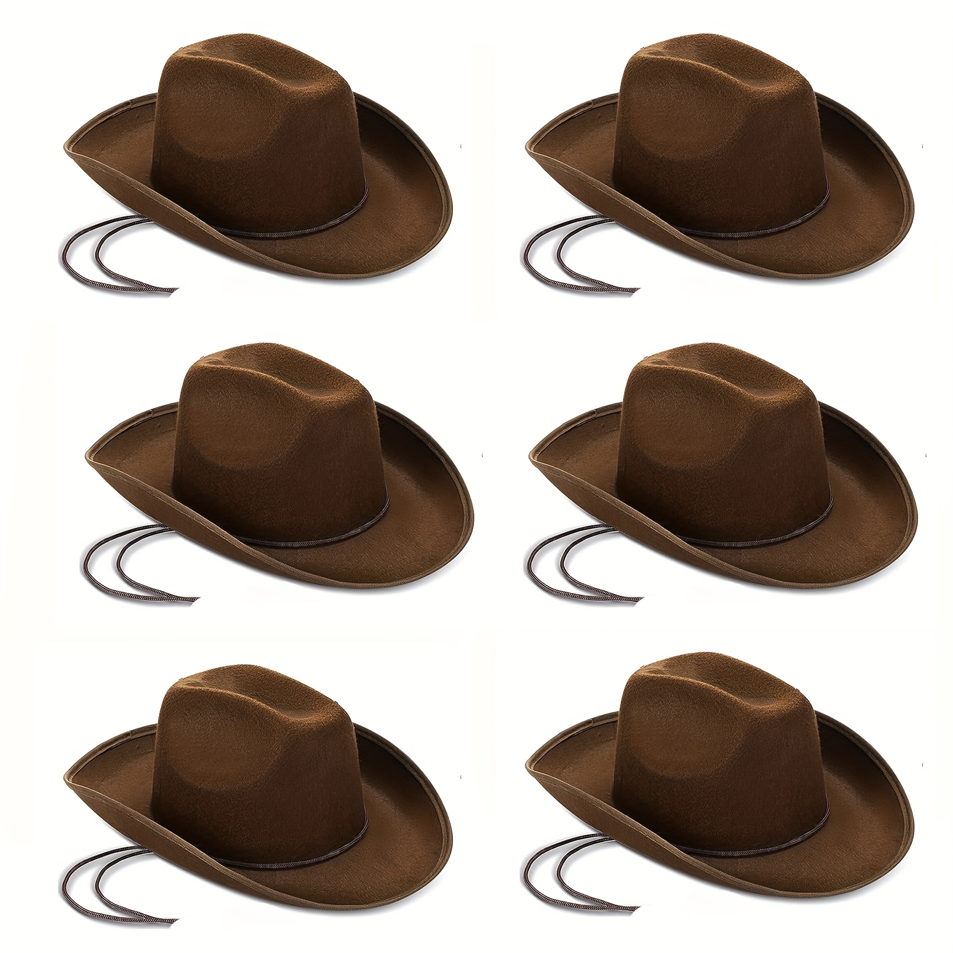 TEMU 6 Cowboy Hats With Brims, Hand-painted Party Felt Hats, Cowboy Hats, Creative Vintage Hats, Personalized Street Fashion Hats, Wide-brimmed Hats,