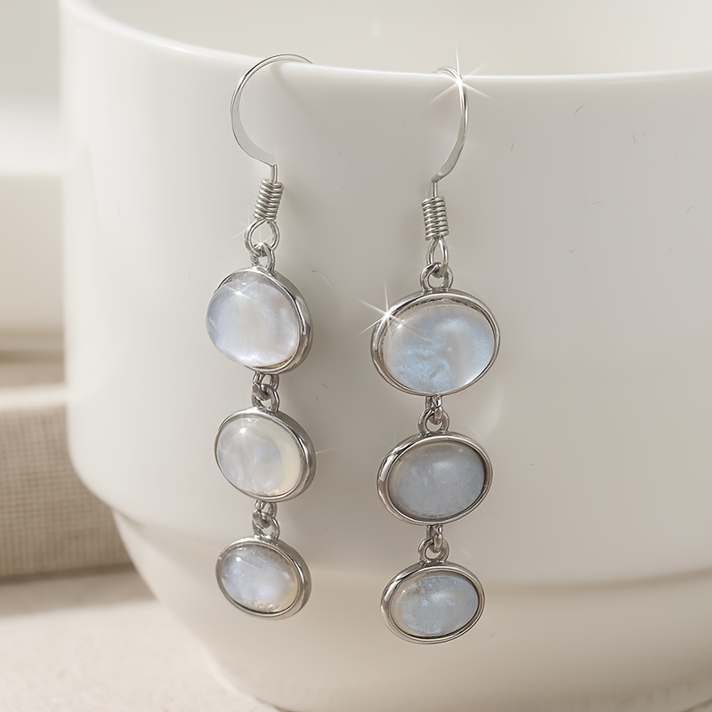 E-shop YOYO Damen Bohemian Mondstein Ohrringe - Lange fließende ovale Mondsteinperlen -Plattierung, elegante Hochzeitsohrringe für das ganze Jahr,