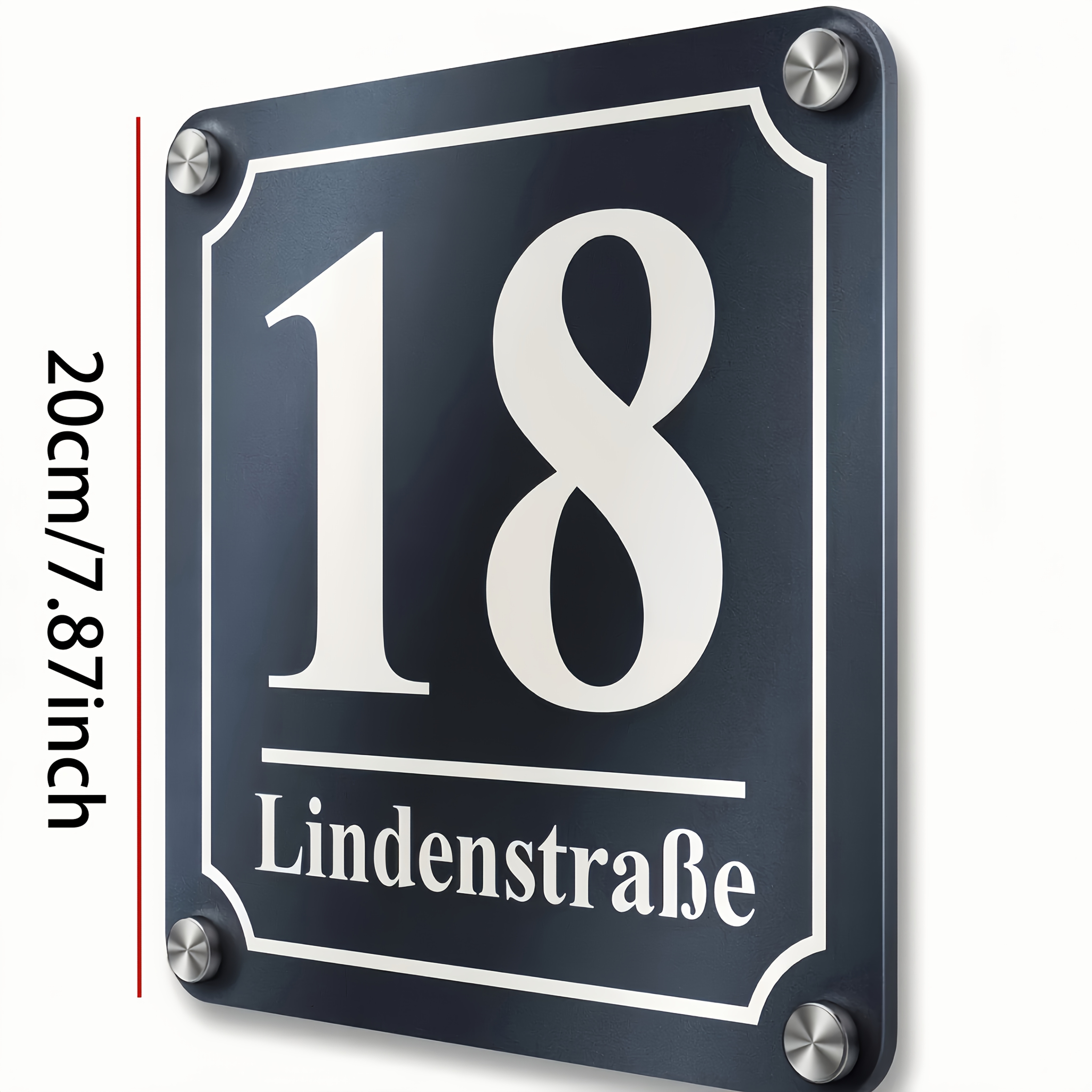E-shop Personalisierte UV-Druck Anschriftenplatte, Hofplatte, Quadratische Form, Befestigung mit 4 Schrauben