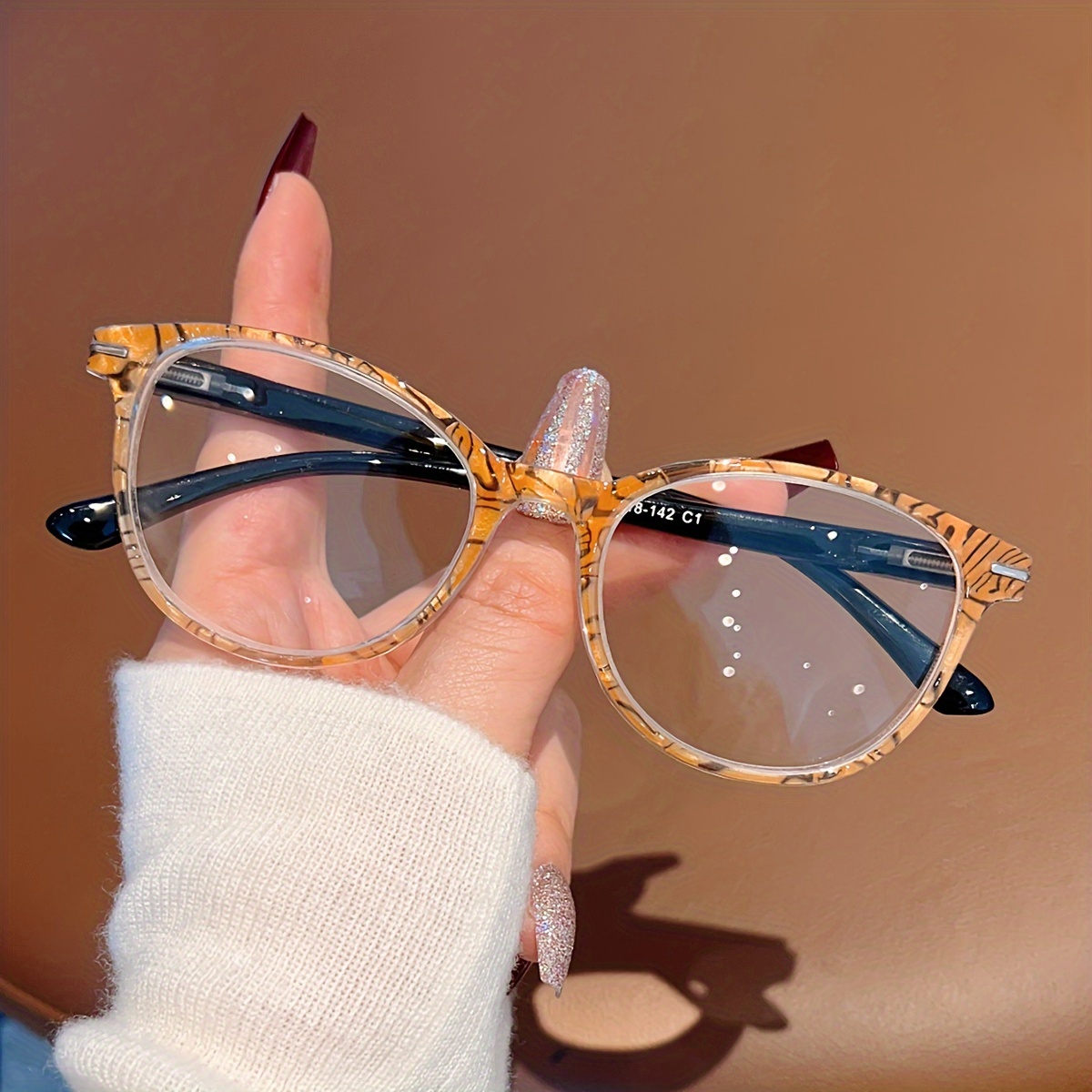 Gafas Deportivas para Mujer con Aros de Rayas Tigre Lentes y sin  Graduación, Accesorios Decorativos de Moda Estilo Casual