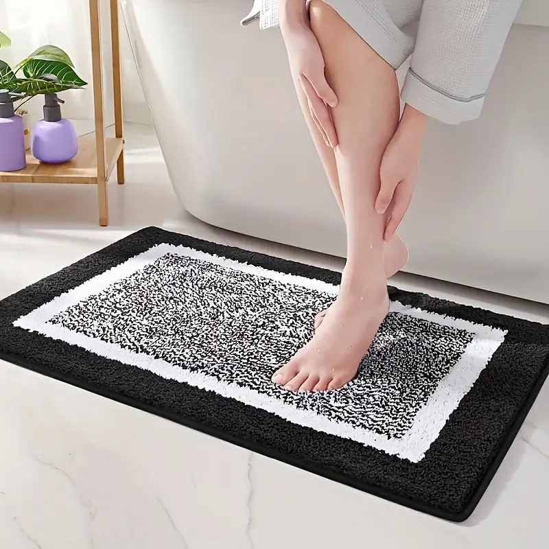 1pc thick and soft fleece bathroom carpet absorbent and non slip mat bathroom decoration and accessories bathroom thick mat absorbent mat household and non slip bathroom floor mat Product details 0