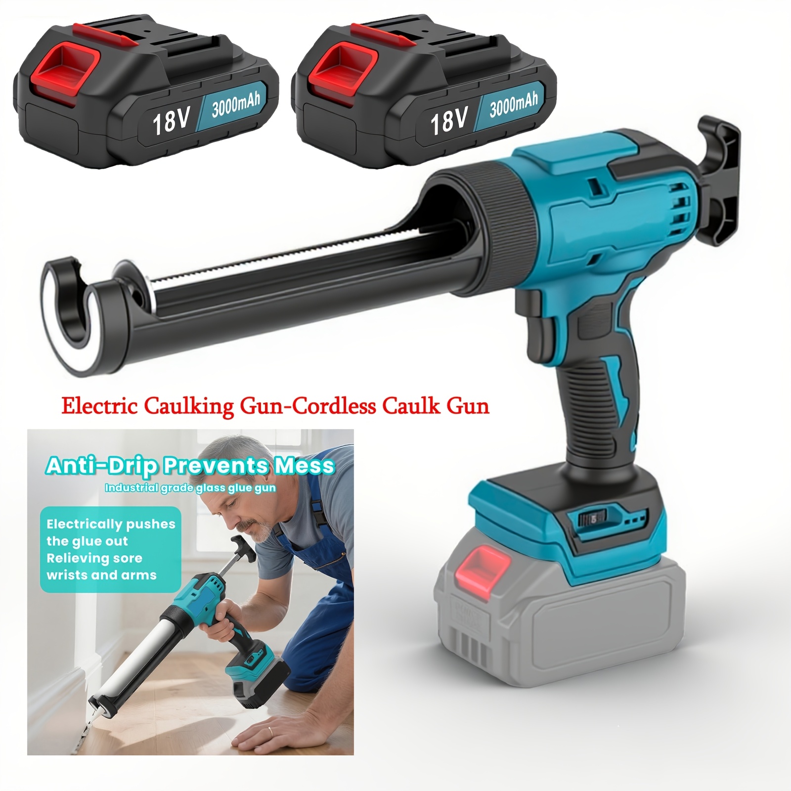For Makita 18v Battery, 400w Cordless Caulk Gun Kit With 2 Battery, 6-speed Control, 300ml Cordless Caulking Gun For Rv, Diy & Leak-proof Sealing