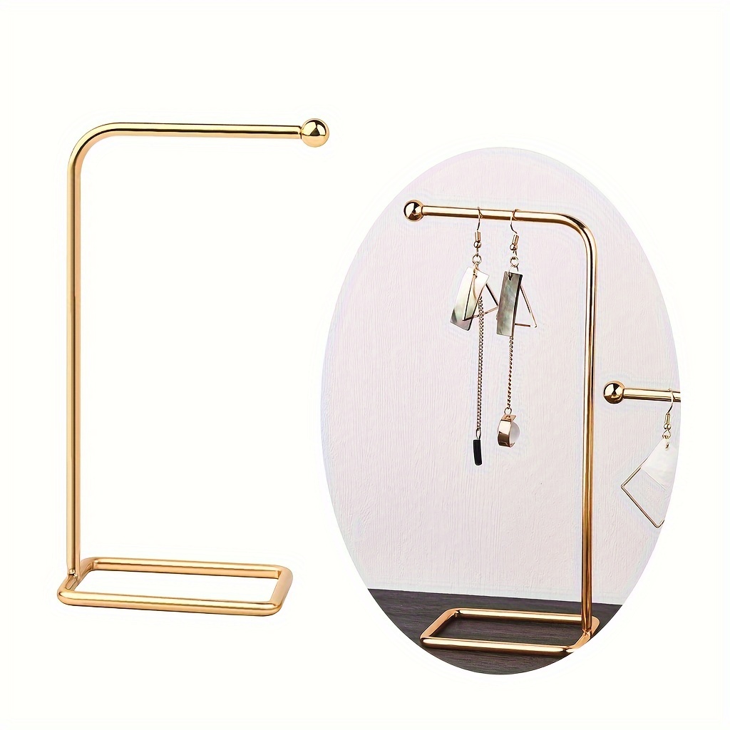 

1 Pc Elegant Gold Jewelry Stand Organizer With 4 Size (s, M, L, T) Metal Display Rack For Earrings, Necklaces, Bracelets, Modern Home Decoration, Bedroom Accessory Holder, Idea Gift