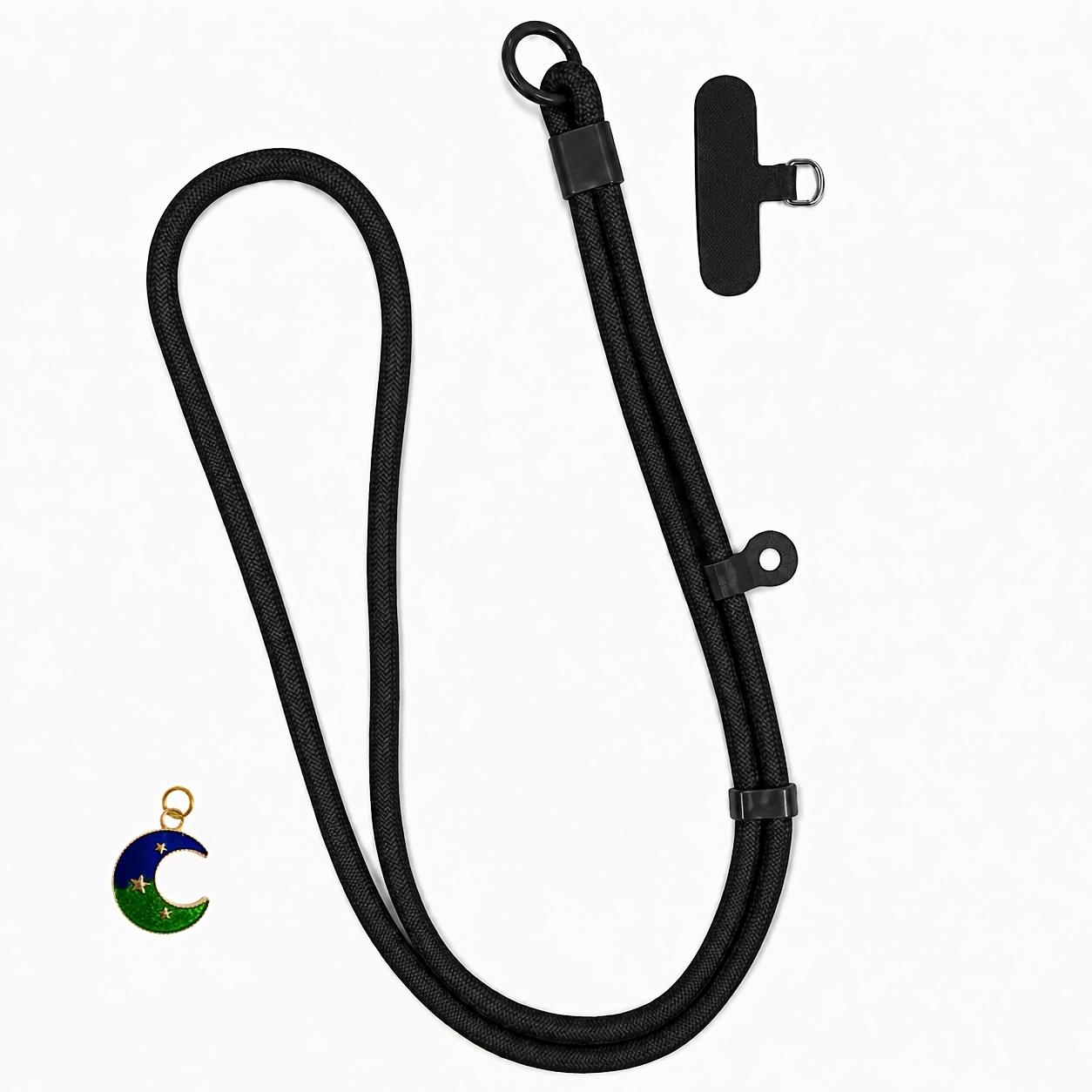 TEMU Cordon de téléphone bandoulière épais et réglable, sangle anti-perte en nylon de qualité supérieure avec patch de téléphone amovible, porte- et