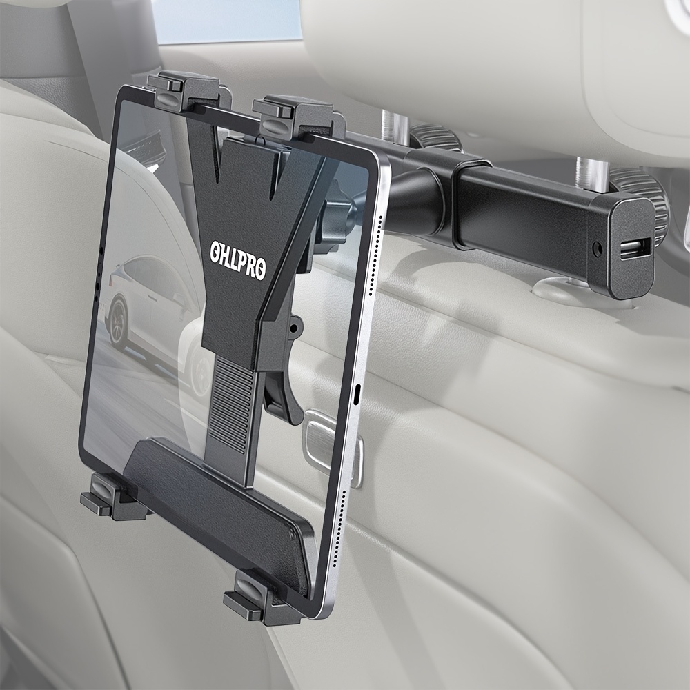 Ohlpro Car Headrest Tablet Holder, Adjustable Tablet Car Mount For Back Seat, For 6-11" Device Like Pro, Air, Mini, Galaxy, Fire, Black