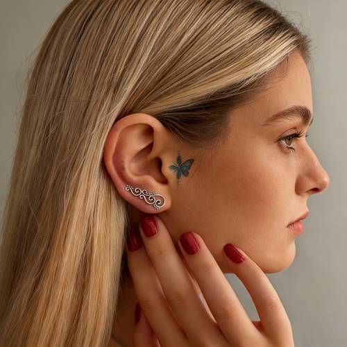 retro oorbellen met scroll , franse paleis studs, vereisen oorbelletjes, unieke gewikkelde oor verstevigingen