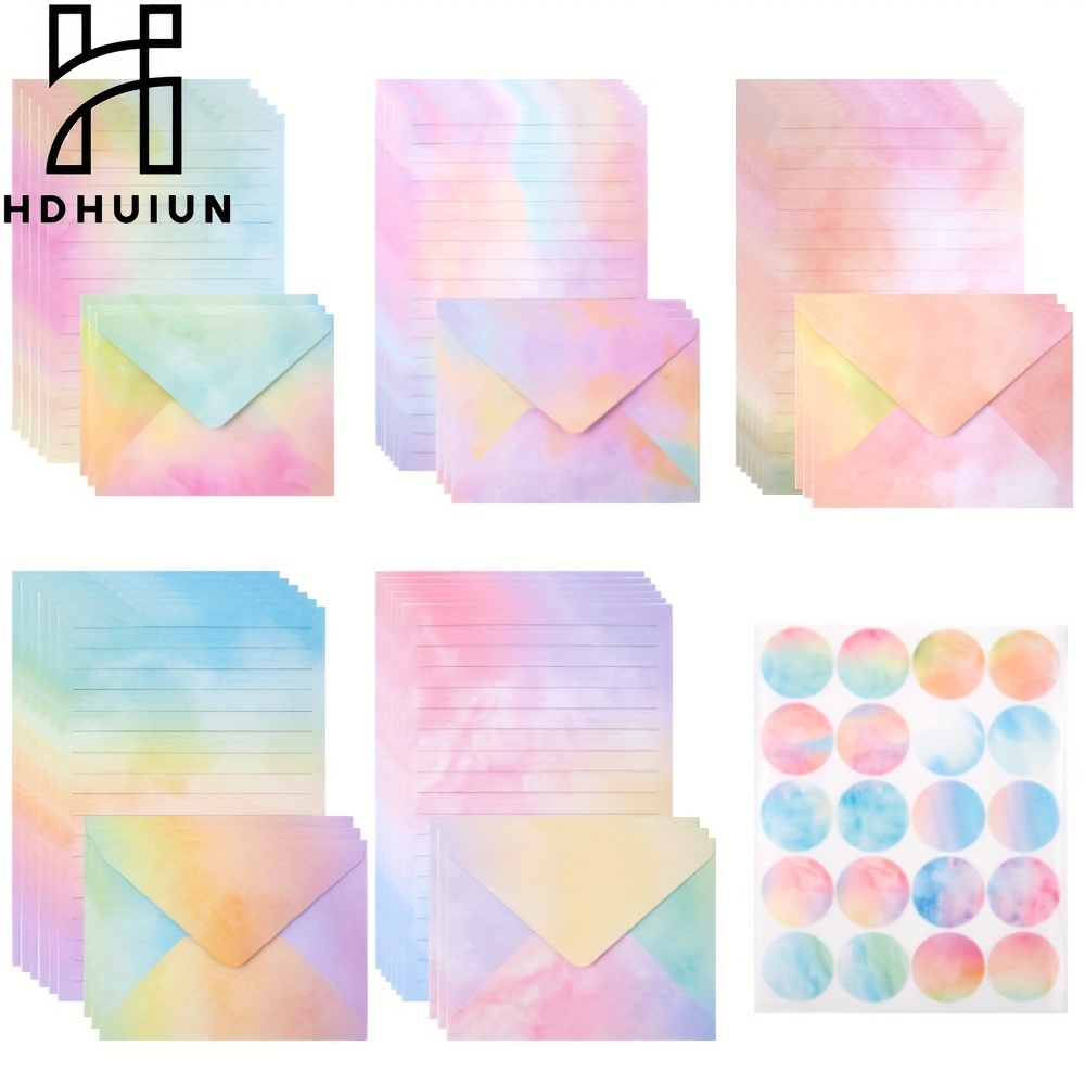 TEMU 65 Stationery And Envelopes: 30 Watercolor Stationery And 15 Envelopes, 20 Stickers, Lined Stationery And Sets, Stationery And Sets