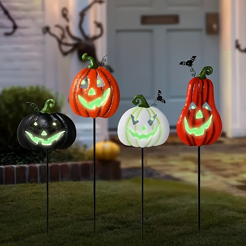 

4 Pcs Spooky Yard Signs: Metal Outdoor Decorations With Stakes, Glowing Faces, And Scary Designs For Parties - Suitable For , Christmas, And Easter