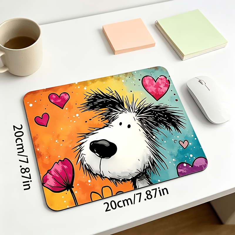 TEMU 1pc Rubber Non-slip Mouse Pad Cute Cartoon Dog Desk Mat Durable Gaming Mouse Pad For Office Desk Computer Use Ideal For Students Office Workers