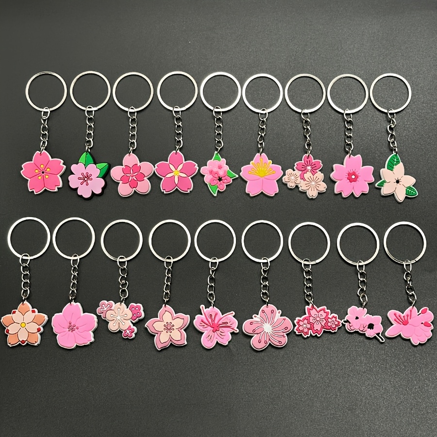 E-shop 18-teilige kreative Rosa-Blumen-Serie Schlüsselanhänger, einzigartige - Autoaccessoires, kleines Geschenk