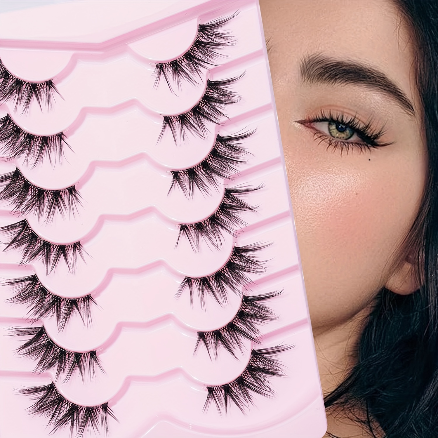 7 Pairs Of V-shaped Cross Eye Tail Elongated False Eyelashes False Eyelashes