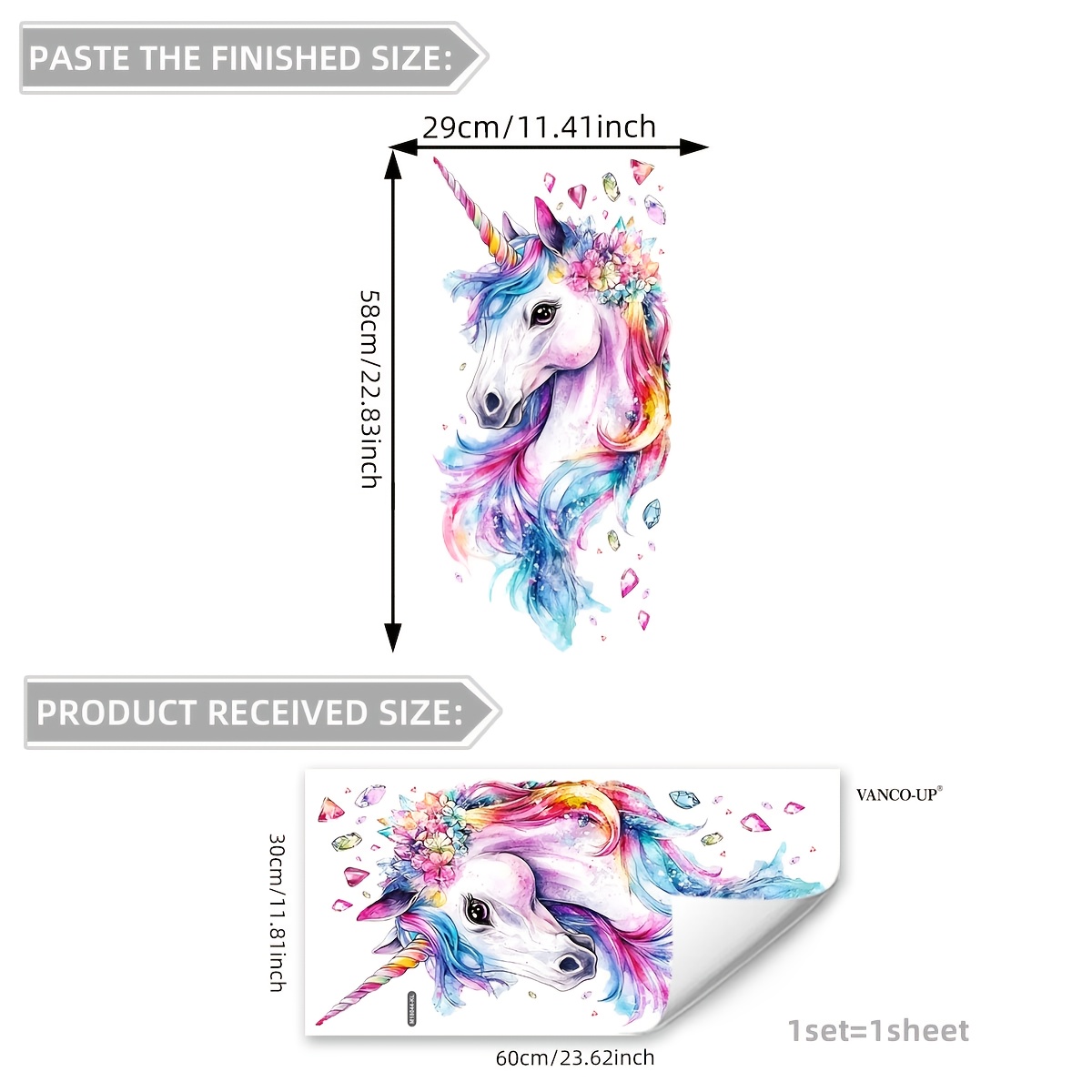 Image of 1 Sheet Of Colorful Unicorn Diamond Wall Sticker | Pvc Material, Suitable For Bedrooms, Living Rooms, Sofas, And As Background Wall Decorations
