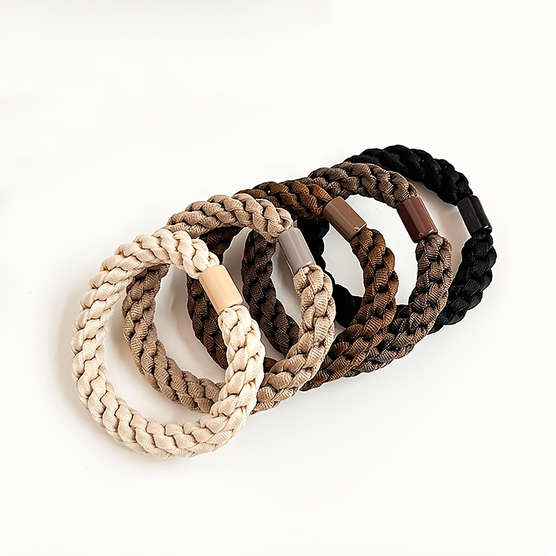 5-pack Women' Color Elastic Hair Ties, Simple Hair Bands