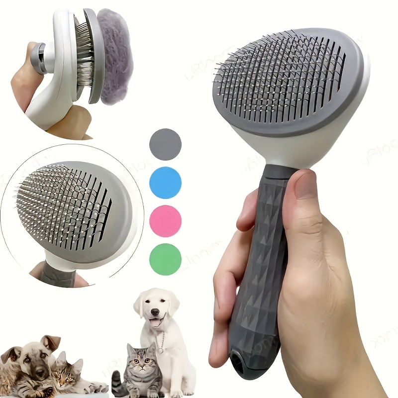 

1pc Pet Grooming Brush Comb, 2-in-1 Dog Massage & Deshedding Tool, , Plastic, Suitable For All Dog Breeds