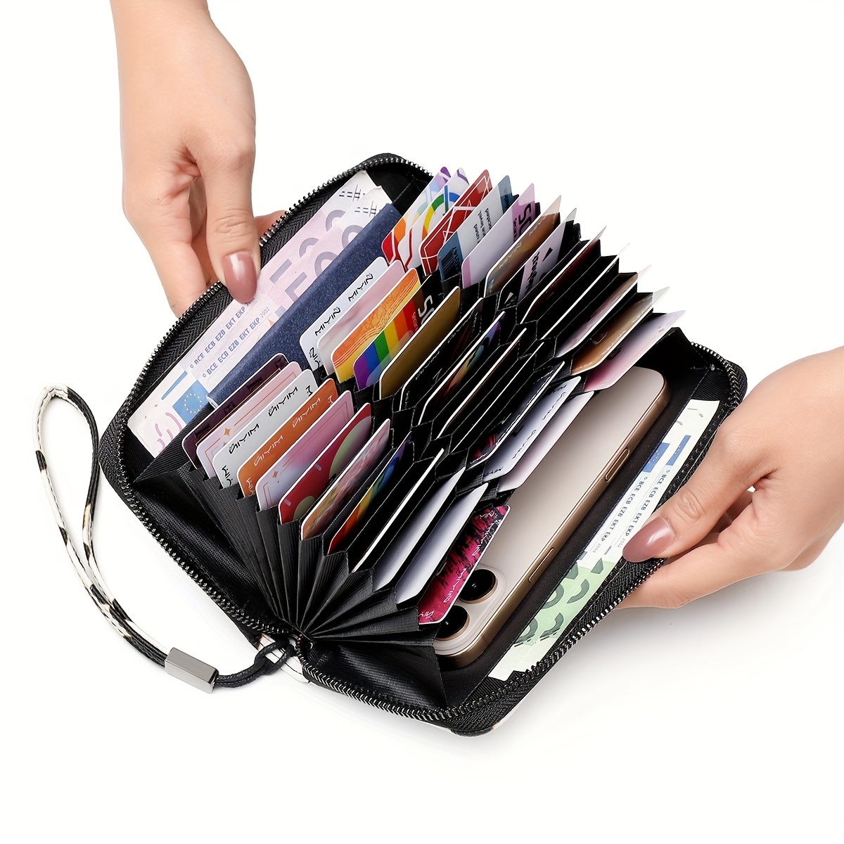 MIYIN Women's Wallet, Vintage PU Long RFID Blocking Large Capacity, 36 Card Slots & Zipper Pocket, Accordion Clutch with Wrist Strap, for Business / Credit Card Organizer