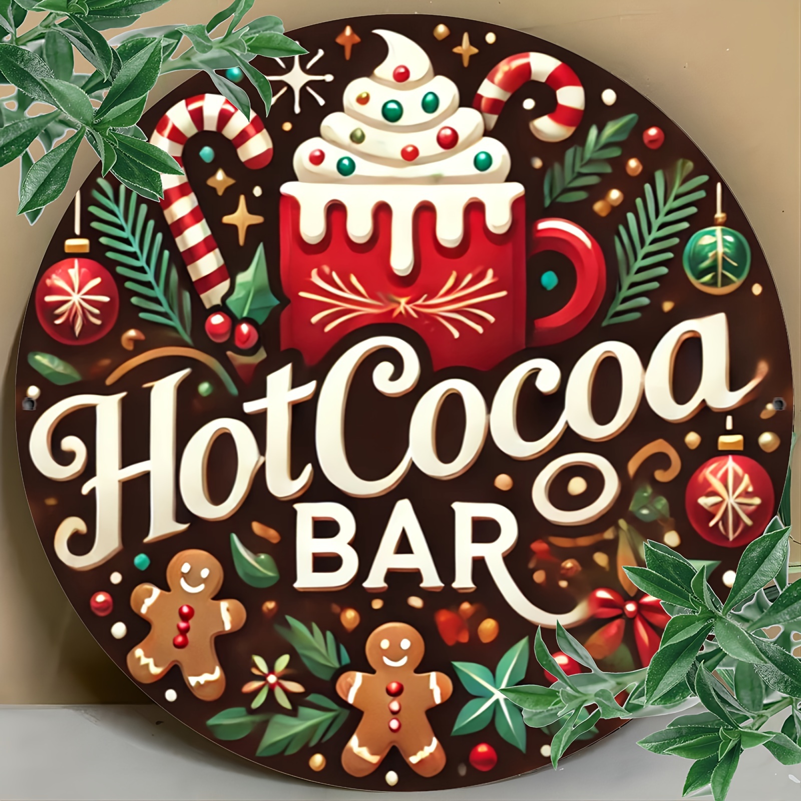 

Christmas Hot Vintage Round Metal Sign - 1 Piece, Festive Holiday Design Aluminum Wall Art, Ideal Gift For Friends And Family, 7.8 Inch