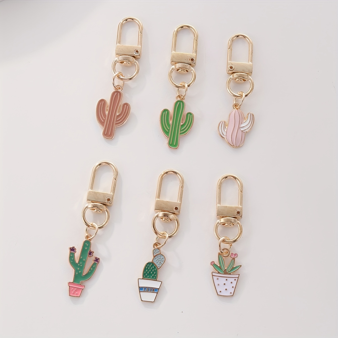 

[customer ] 6pcs Cute Cartoon Cactus Keychains - Alloy Enamel Charms For Bags & Backpacks, Perfect Gift , Cartoon, Cactus, Keychain, Alloy, Pendant