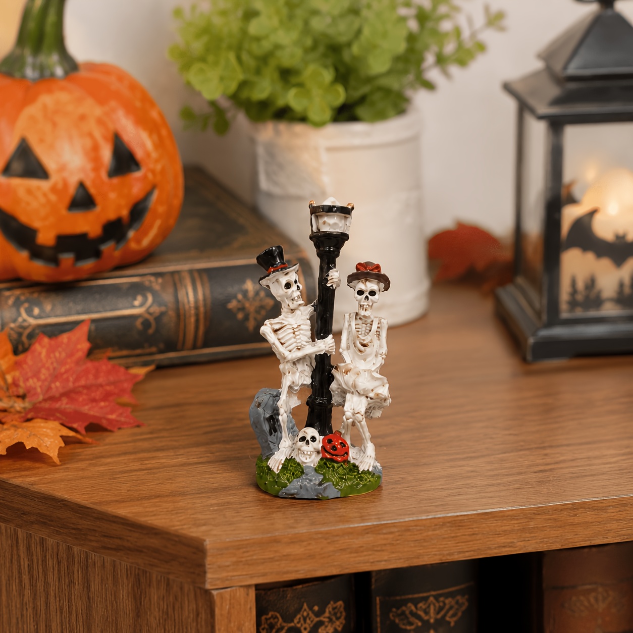 Image of 1pc Resin Handicraft Of For Skeleton Couple Characters Under Halloween , Decorations For Halloween Spirit Festival Atmosphere, And Mourning For Lost