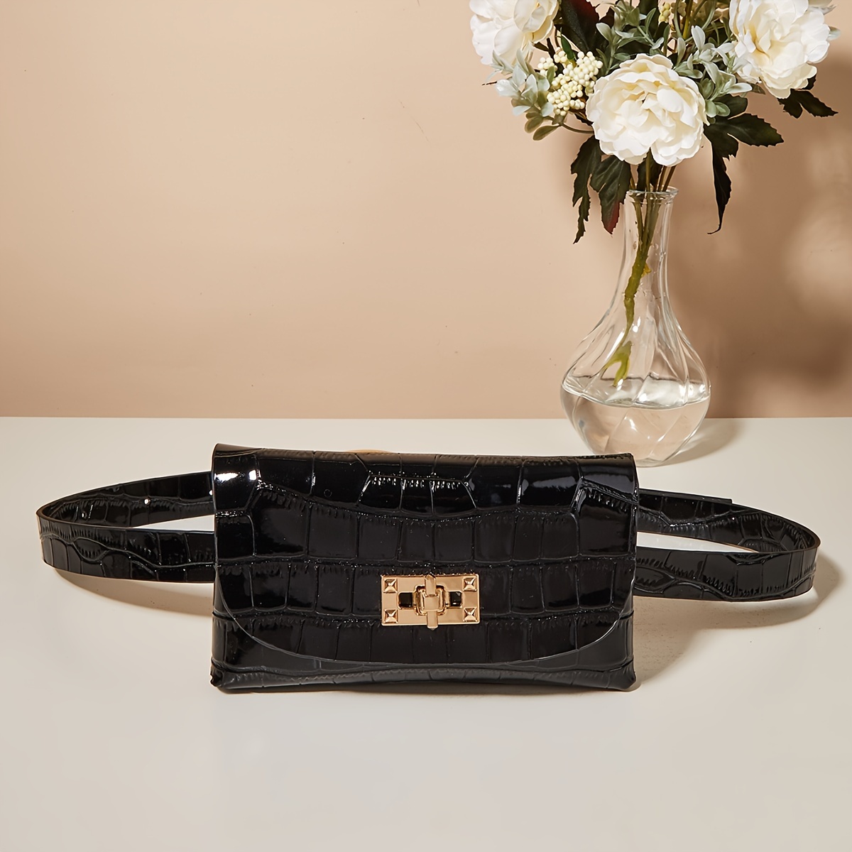 

Women's Stylish Mini Belt Bag, Pvc Material Bag With Detachable Strap Ideal For Daily Use And Travel(7.48''x 4.33'')
