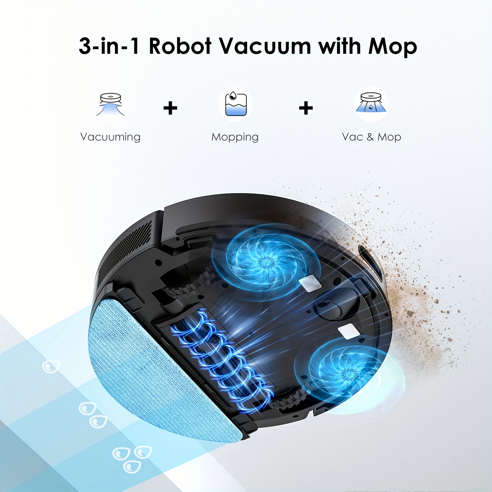 Lubluelu SL60MAX 4500Pa Robot Vacuum and Mop Combo, Self-Emptying Station, 60-Day Hands-Free Operation, Self-Charging 3-in-1 Robotic Vacuum with Wet Mopping System, HEPA Filter & Smart Navigation for Pet Hair, Hard Floors, Carpets - Ideal for Large
