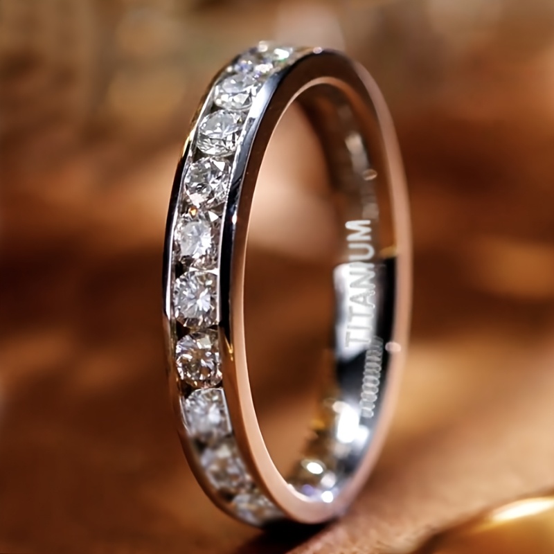 Titanium Steel Full Circle Synthetic Zirconia Ring