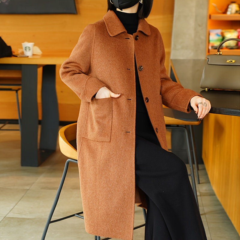 manteau en tweed laine marron élégant femme vêtement Temu Morocco