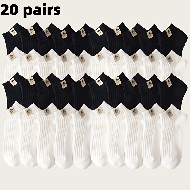 Image of 10/20 Pairs Of Stylish Men's Crew Socks - Odor-resistant, Comfortable, Breathable, Suitable For Men And Women In