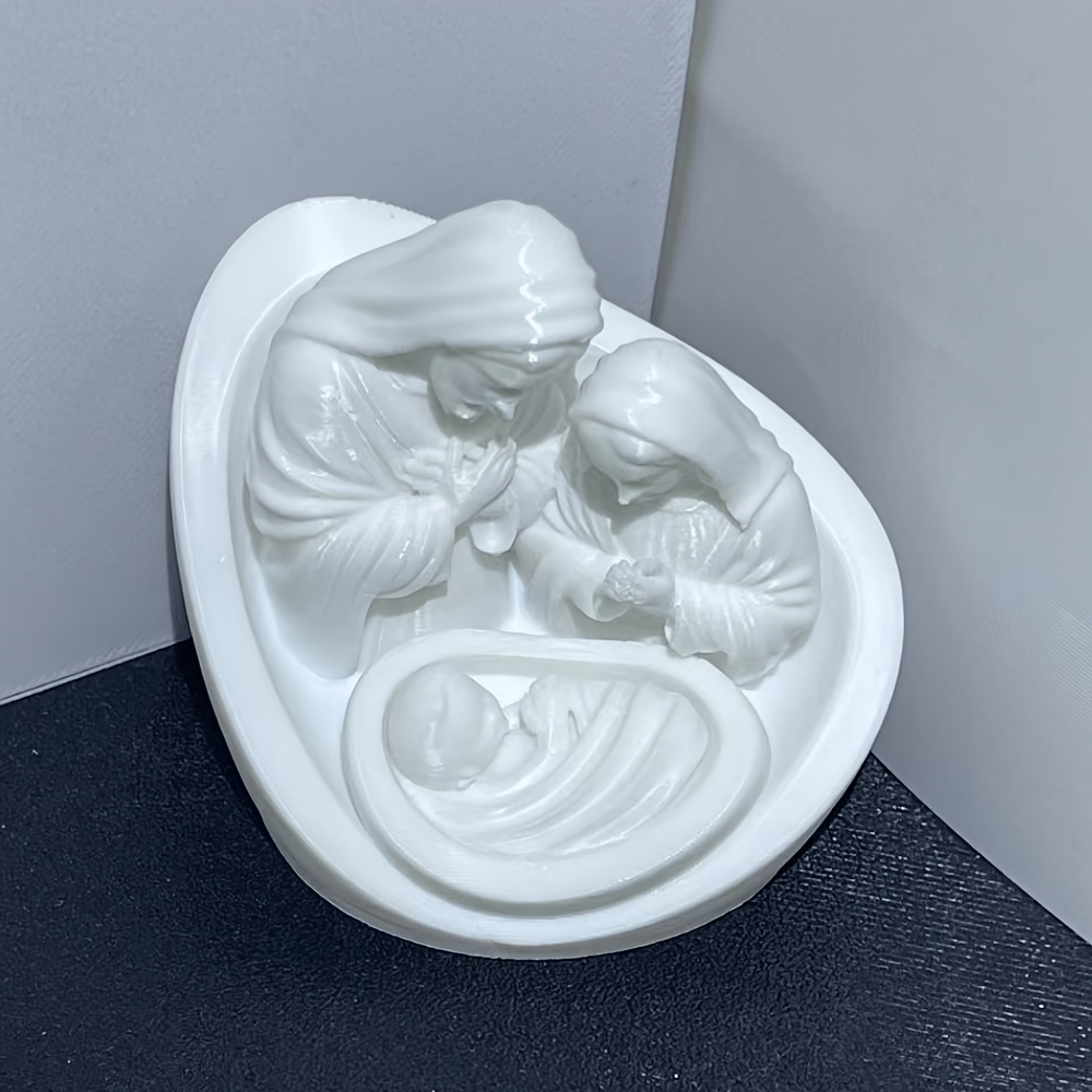 TEMU Miniature Nativity Scene Sculpture, Decorative Ornament, Christmas Home Bookshelf Desktop Decor, Christmas Holiday Gift