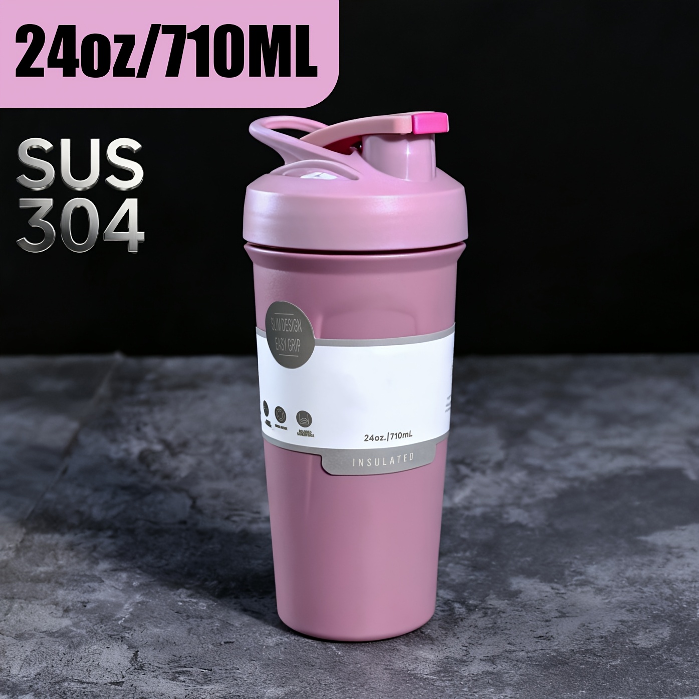 Image of 24oz/710ml 304 Stainless Steel Vacuum Cup Cup For Men And Women, High-value Household Coffee Cup, Outdoor Portable Milkshake Shaker Cup