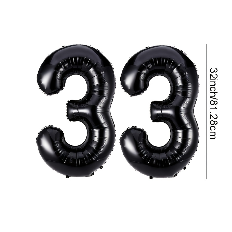 Image of 2pcs 33rd Anniversary Party Balloons | 32-inch Aluminum Film Balloons Set For Camping Themed Party Decorations, Graduation, Wedding, Birthday Celebrations