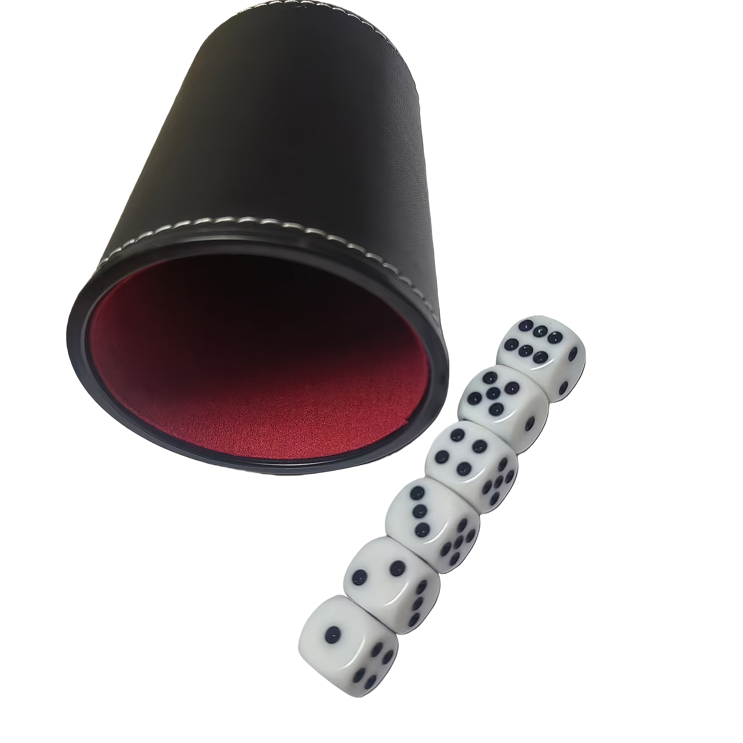 A Set Of Black Dice Cups With Red Lining, Silent Dice Cups, Red And / 6pcs Dice Set, Farkle Bar Party Game Props, Family Gathering Tabletop Game Toys