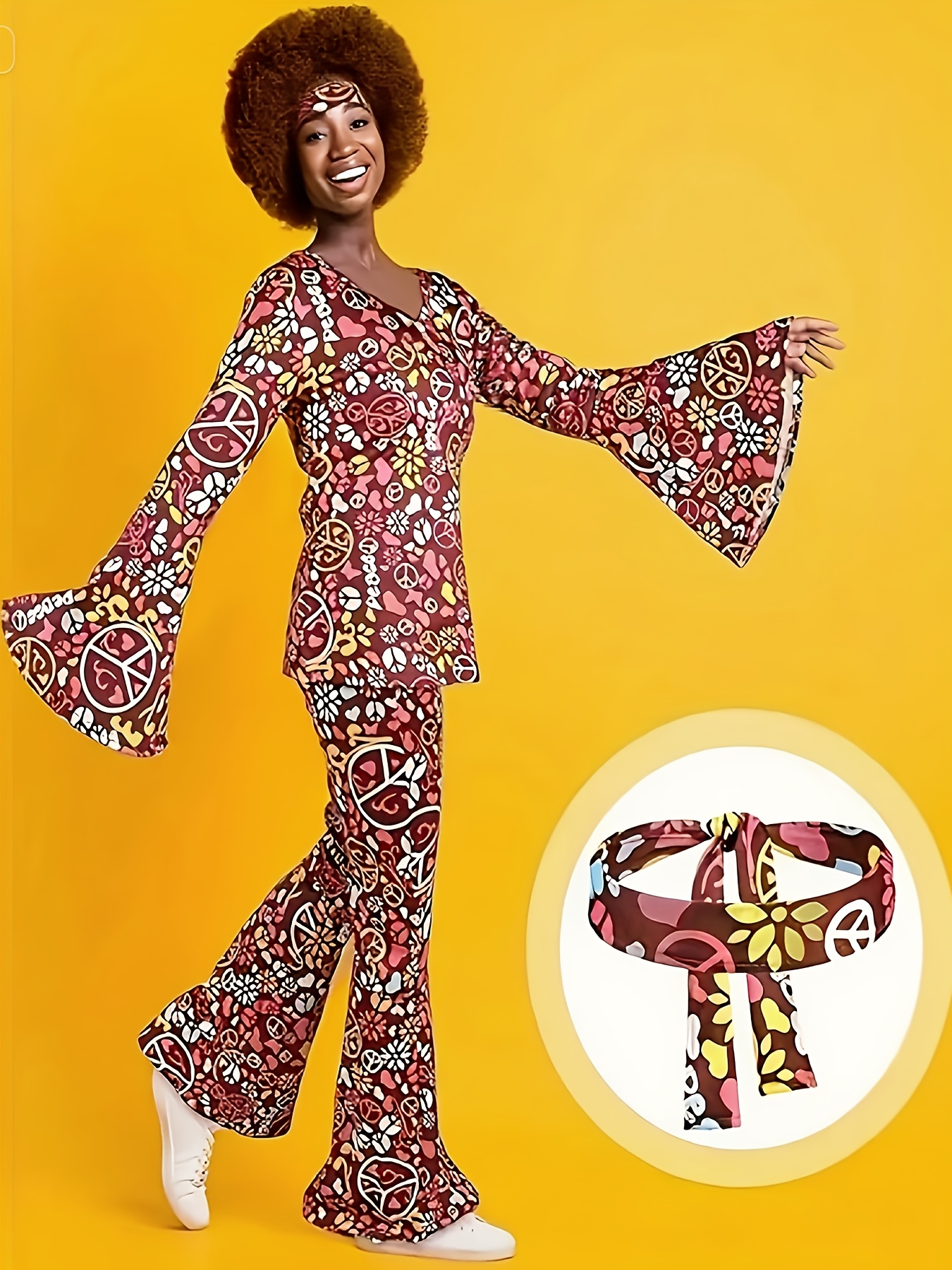 70s 80s disco dress bohemian style 3pcs headscarf trumpet - Temu Mauritius