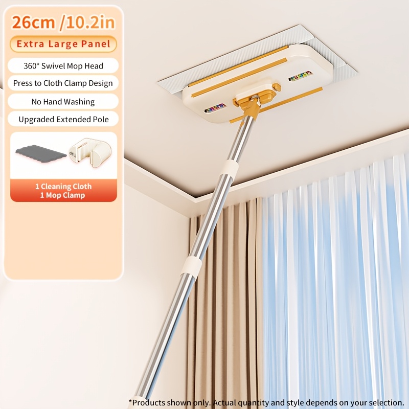 TEMU [Dflj] 3-teiliges Set Handfreie Automatische Wischklemmen 2. Generation 55,1-Zoll Verdickte und Verlängerte Wischstange mit Naht, Gesichtstuch