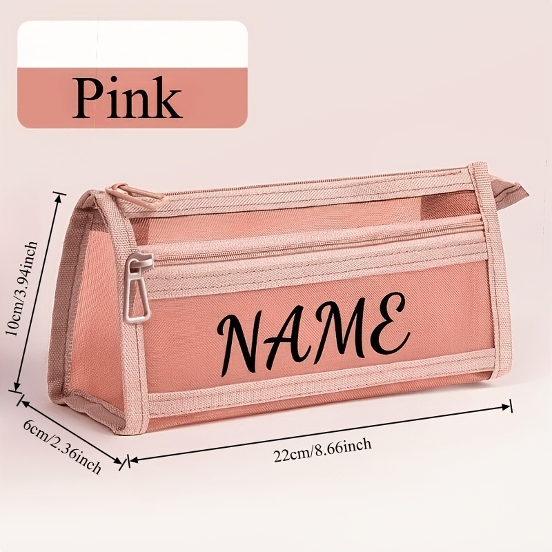 E-shop Personalisierbares transparentes Federmäppchen mit Namen, zufällige Stile, unverzichtbar für Prüfungen/Schüler-Schreibwaren,