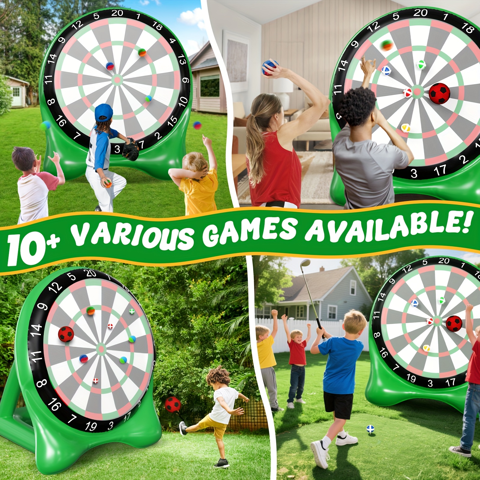 Inflatable Soccer Dart Board, Giant Kick Darts, Indoor Outdoor Lawn Yard Games for Kids Adults Family, Big Jumbo Carnival Games for Party | 6ft Dart Boards with Pump