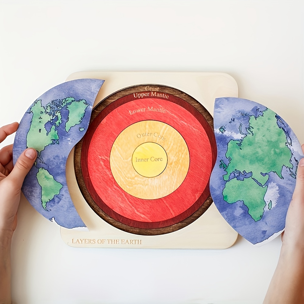 Image of Wooden Earth Layers Puzzle - Educational Craft Kit For , Art Board, Perfect For Halloween, Christmas And Thanksgiving Day Gift