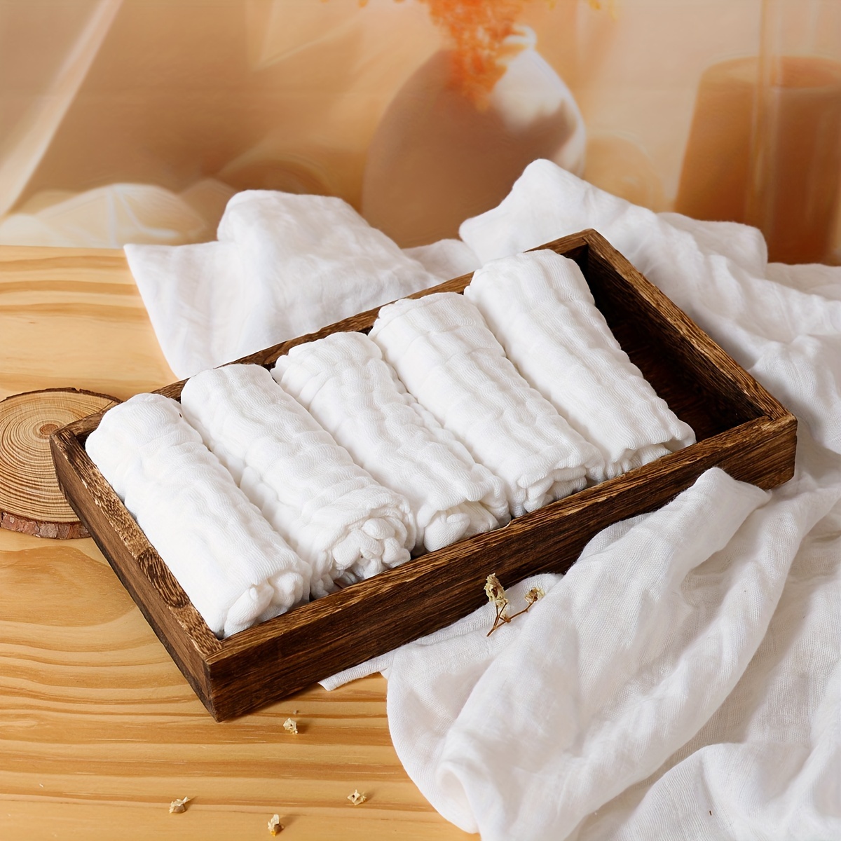

5pcs Soft Cotton Baby Burp Cloths | Comfortable Drool Bibs For Infants 0-3 Years | Gentle Gauze Face & Bath Towels