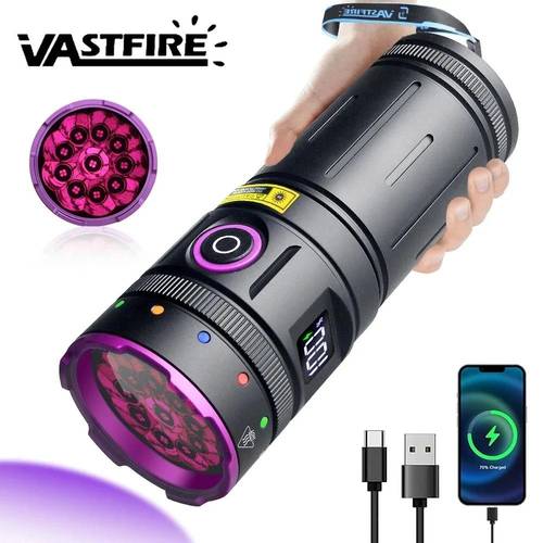 10 light uv flashlight with rechargeable core 5050 led black light suitable for pet urine stain detection resin curing hunting fluorescence detection for outdoor use no