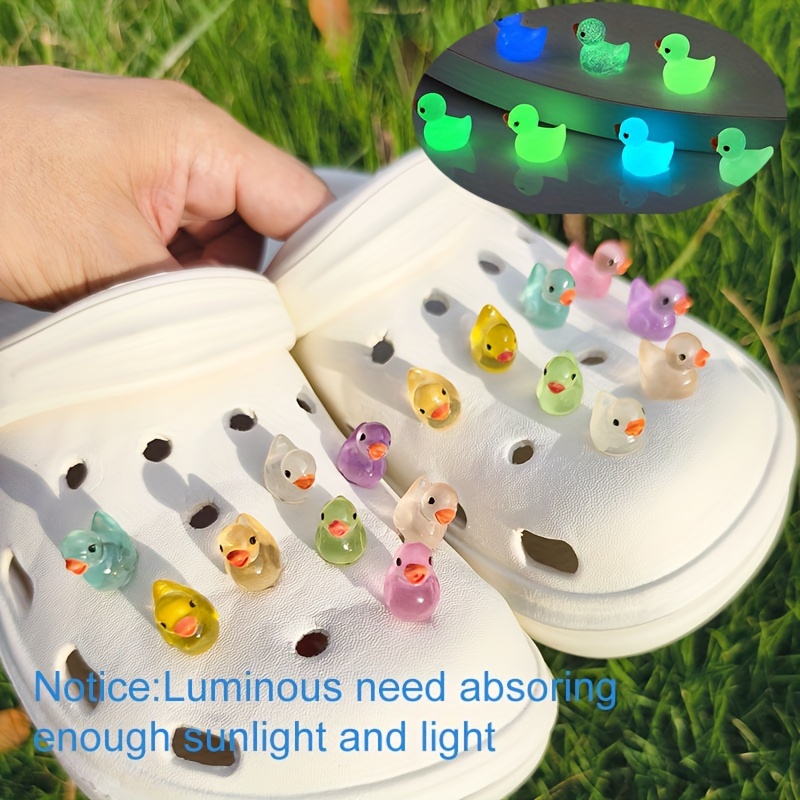 

16pcs Glow-in-the-dark Duck Shoe Charms Set For Clogs And Sandals, Abs Material Animal Accessories For Diy Footwear Customization