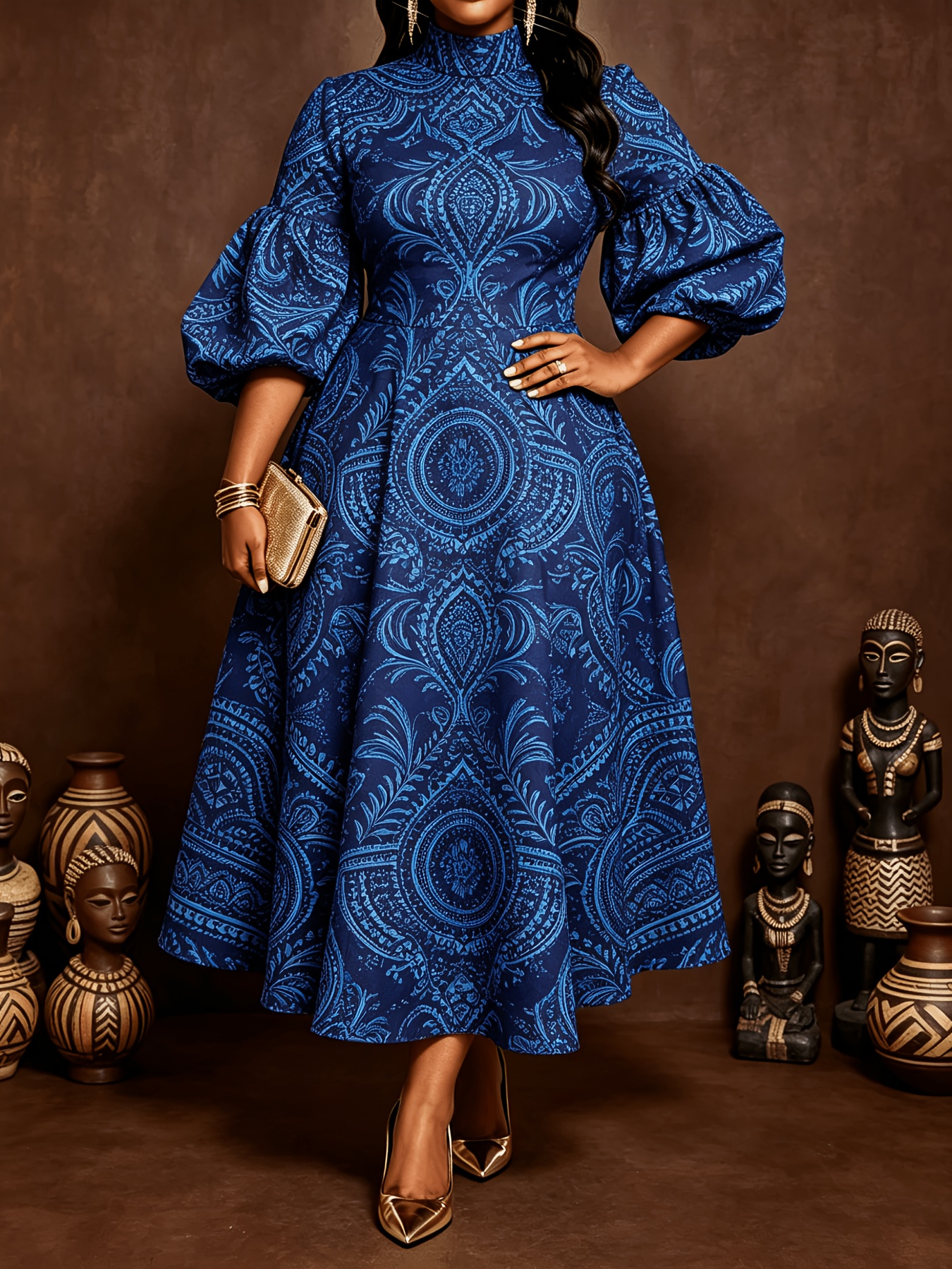 blue african print dress Alice