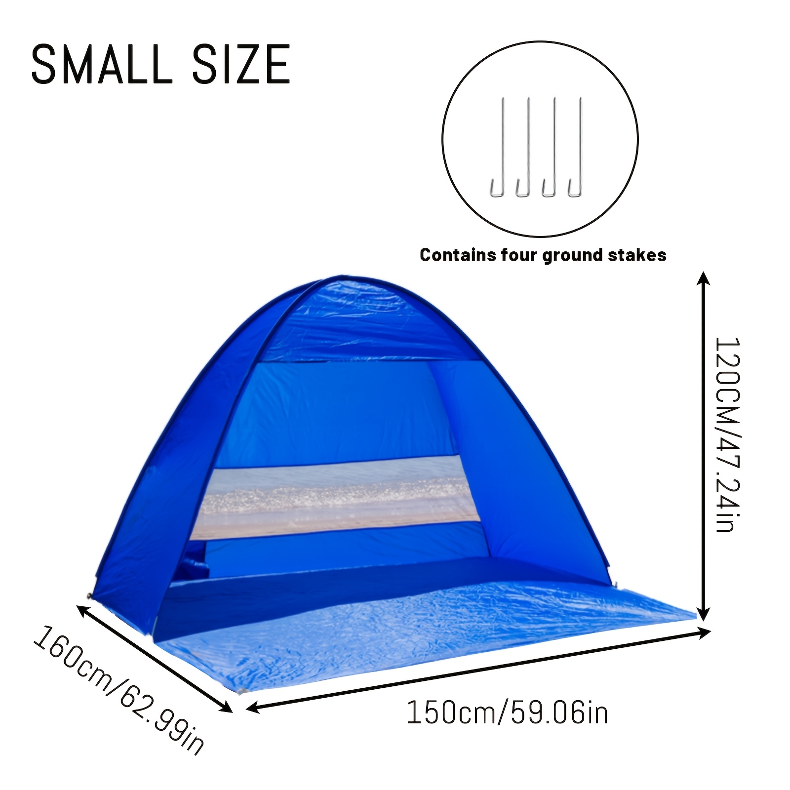 Image of 1-2 Person Beach Tent Pop-up, No Setup Required, With Carry Bag - Compact Folding Design For Outdoor Camping, Picnics, And Travel