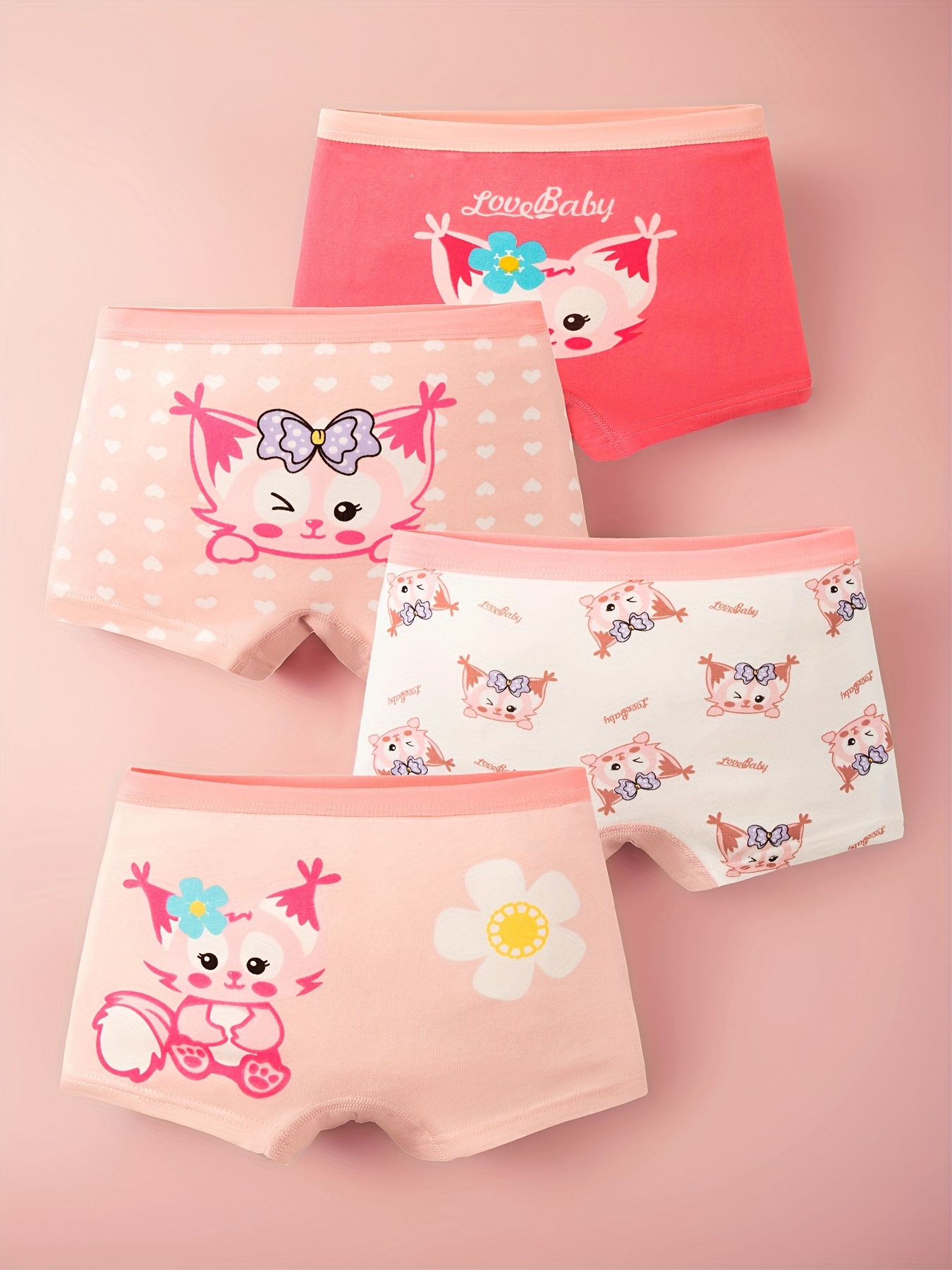 pack girls cute bunny underwear shorts pink white non Temu