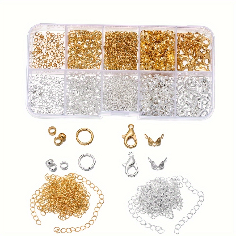 

Diy Jewelry Making Kit: Alloy & Copper Findings Set With Plunger Beads, Lobster Clasps & Open Jump Rings - Craft Supplies For Handmade Accessories