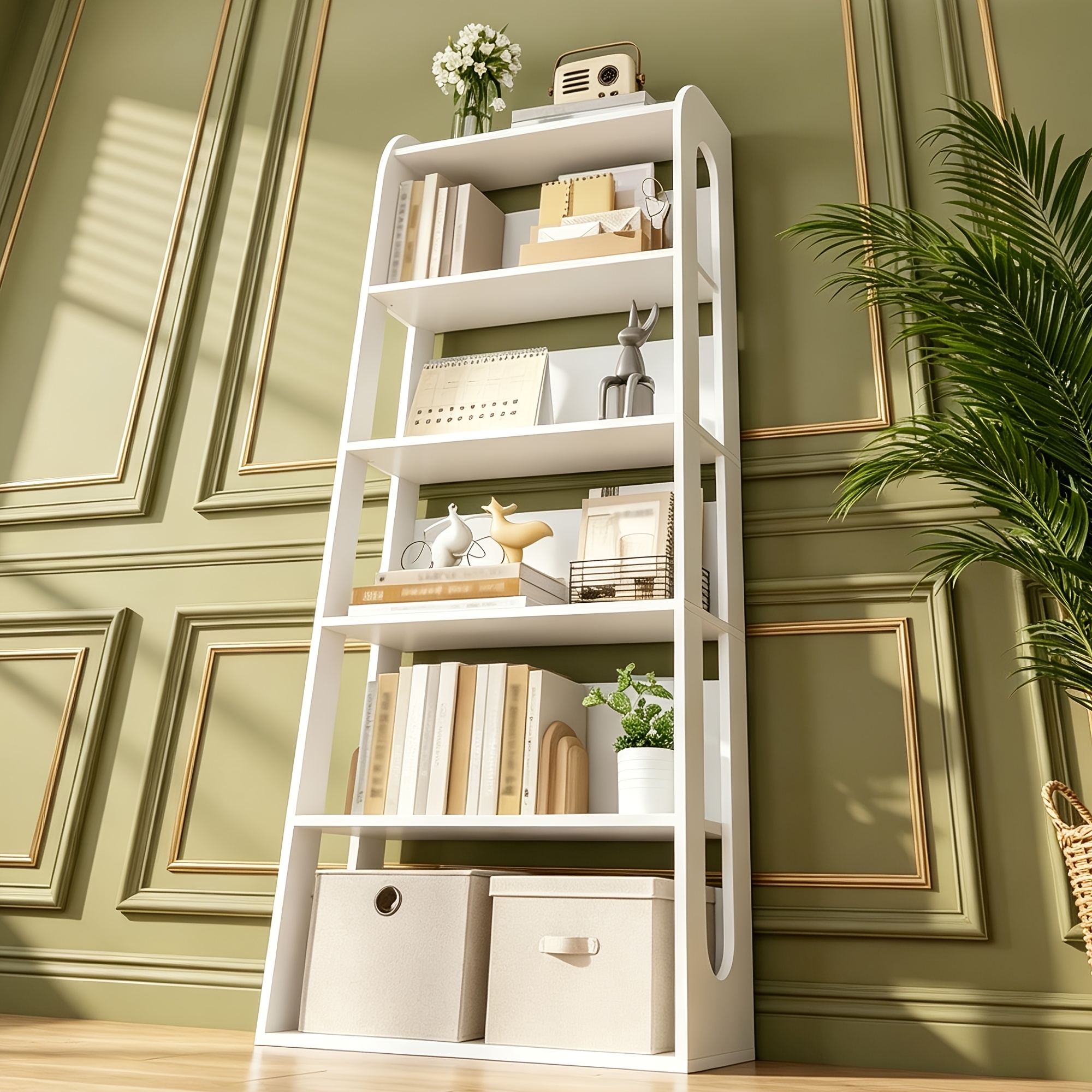 Image of 6-tier Narrow Bookcase, Wide Upright Storage Unit, Adjustable Shelves, Top Guard Rail, Anti-tip Design, Ideal For Living Rooms, Studies And , Space-, Upright Bookshelf