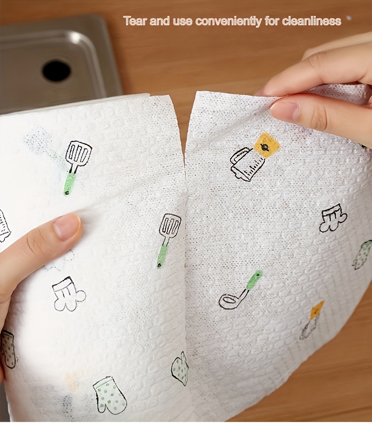 easy clean disposable kitchen rags lightweight cartoon themed non woven fabric for dishwashing household cleaning details 1