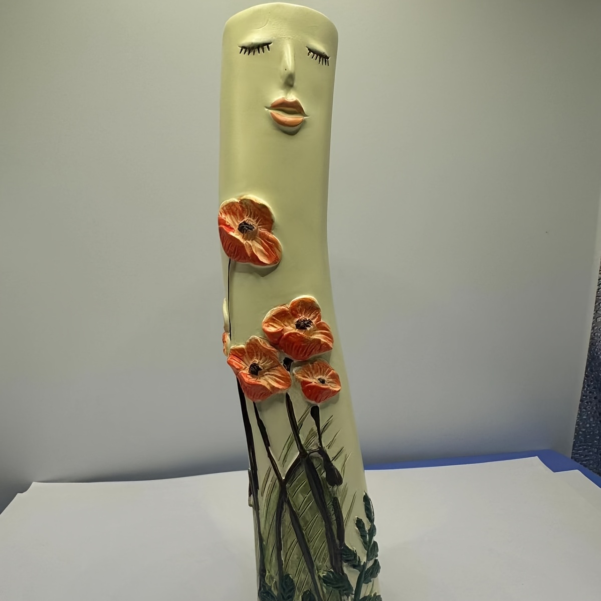 Face Resin Vase For Garden Outdoor Decoration, Hand-painted Resin Vase For Home Decor