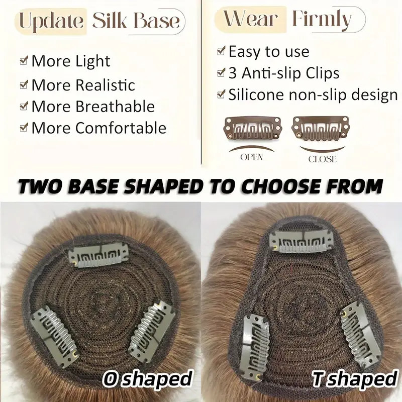 360 coverage human hair topper wig with bangs straight clip in hairpiece for thinning hair 6 color hair extensions for women natural look versatile styling hair wig hair volume enhancer texture details 3