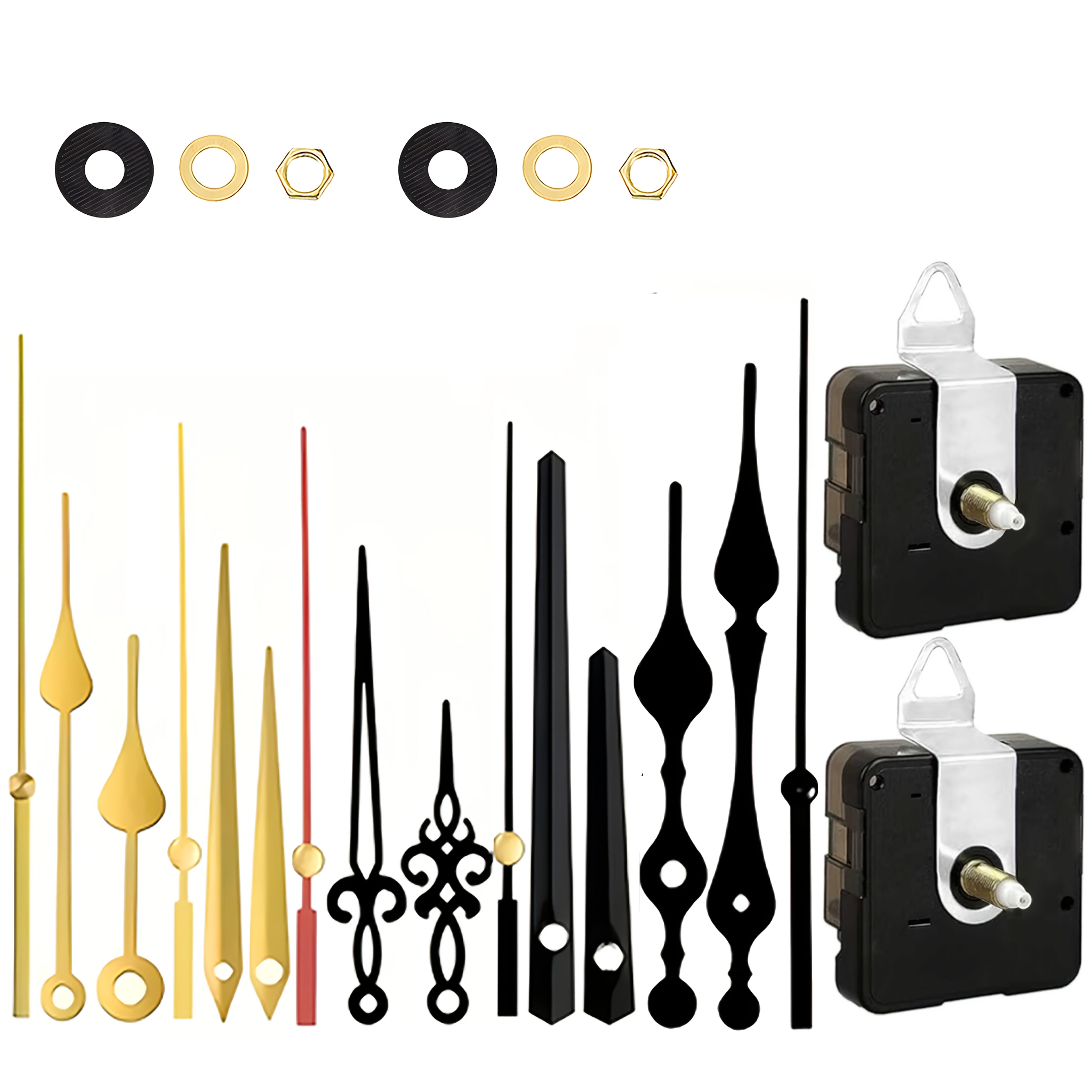 TEMU 2 Sets Of Silent Quartz Clock Movement Kits, Shaft Length: 16mm 23mm, Includes 5 Pairs Of Clock Hands, For Repair Replacement And Diy Clocks,