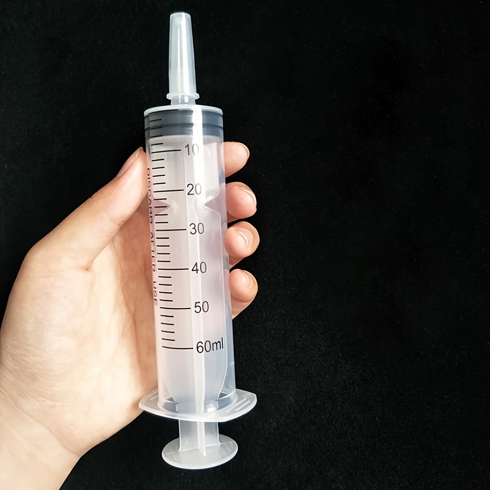 Image of 2 Sets Of 60ml Colored Plastic Syringes, Colors Are Random, With Measurement . Suitable For Scientific , Dispensing, Liquid Measurement, Animal Feeding, Plant Irrigation, And Other Uses