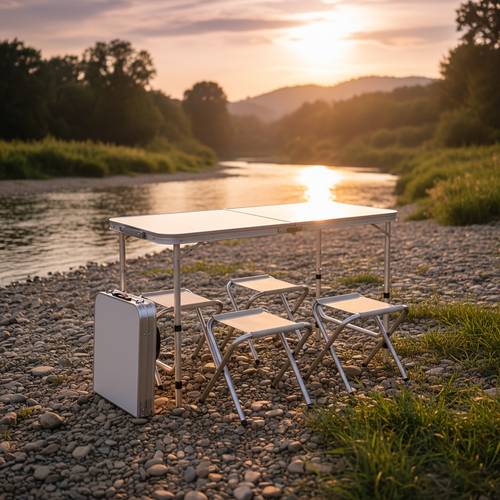 Artikelbild campingtisch, 120 cm klapptisch, 4 stühle, campingset, koffer